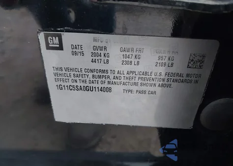 2016 Chevrolet Malibu Limited Lt from USA, damaged, VIN 1G11C5SA0GU114008